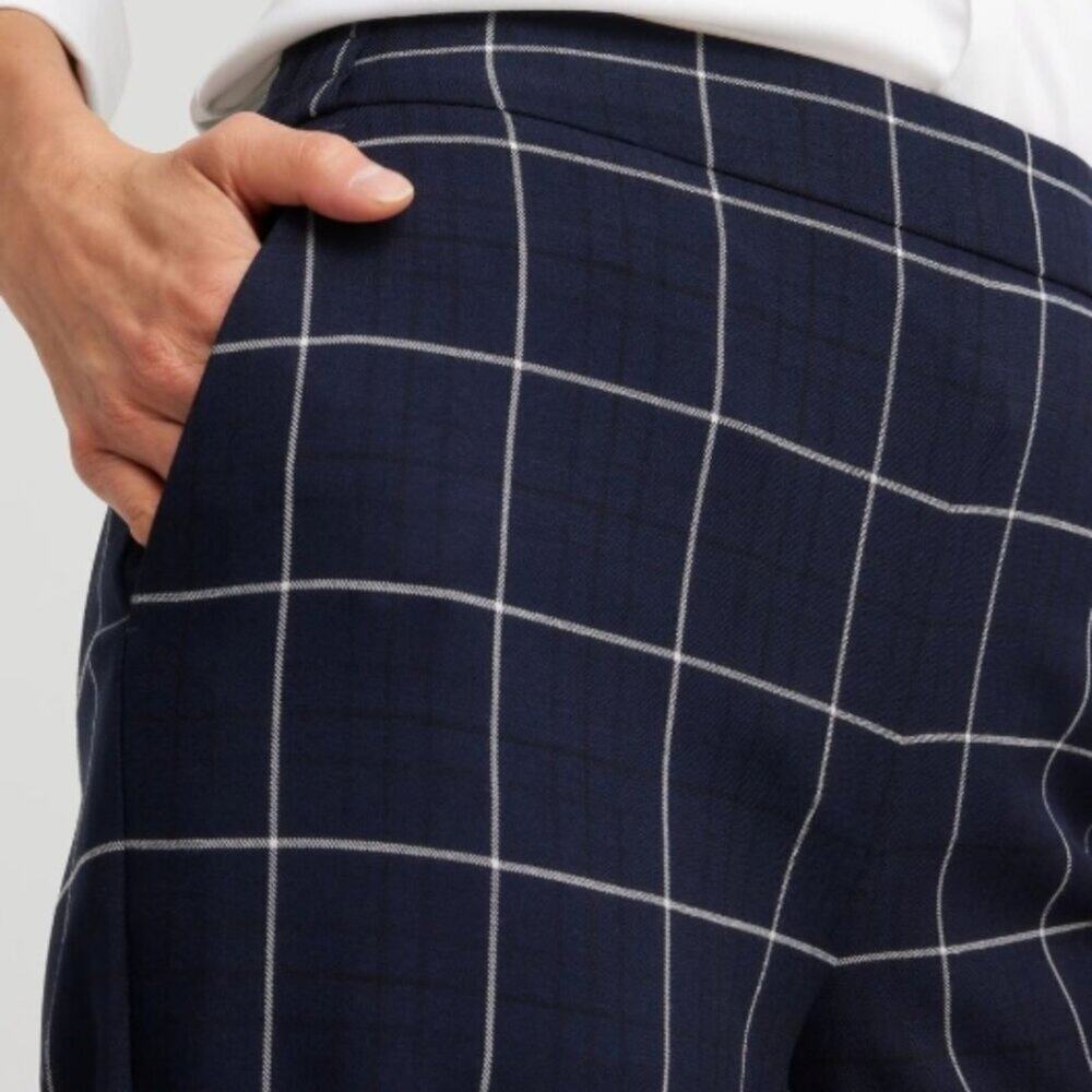 Chico's Jacquard Flare Trousers Color: Classic Navy - Picture 2 of 4
